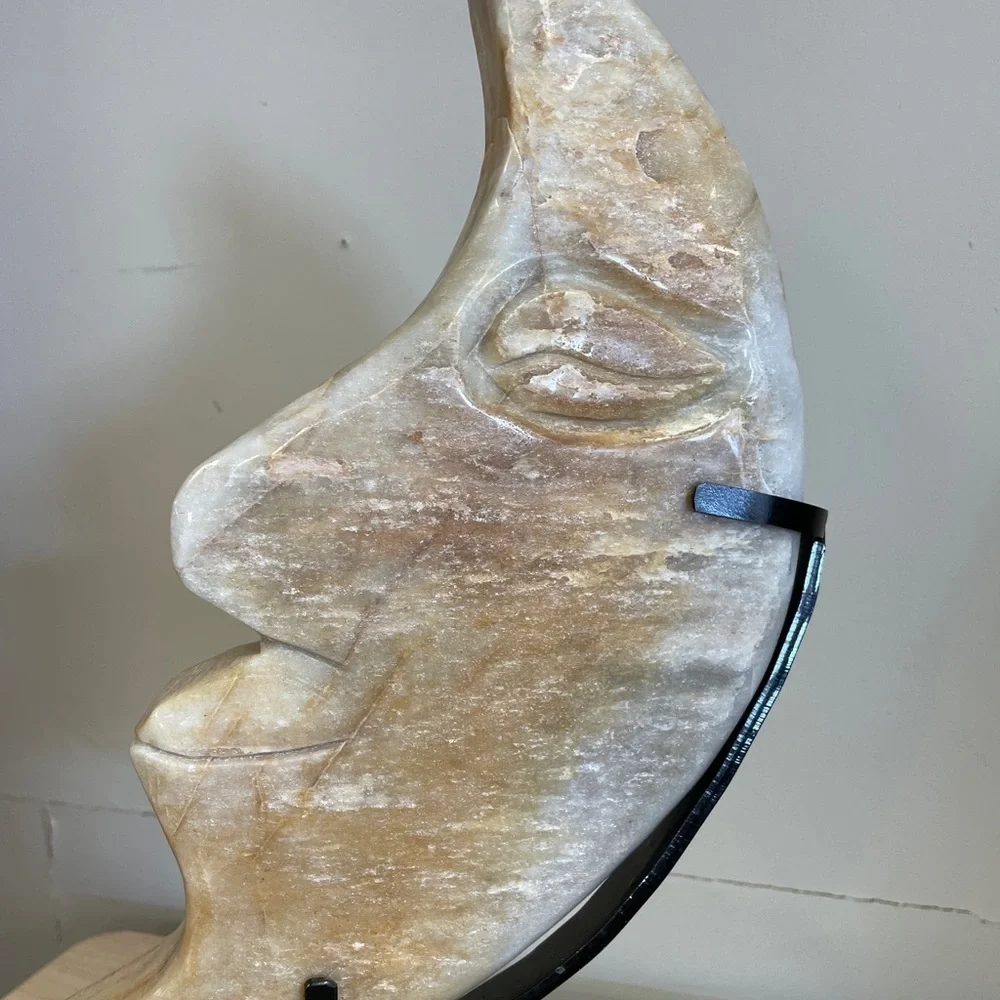 XL 100% NATURAL JASPER MOON W/ custom stand18” high, 9”wide 3” thick 3.9KG 8.7LB - Picture 8 of 9